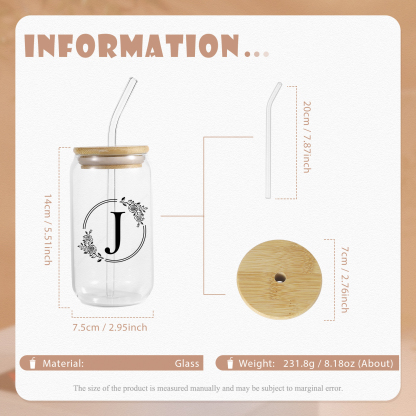 2024 Graduation Gift - Personalised Custom Letter Glass with Glass Straw
