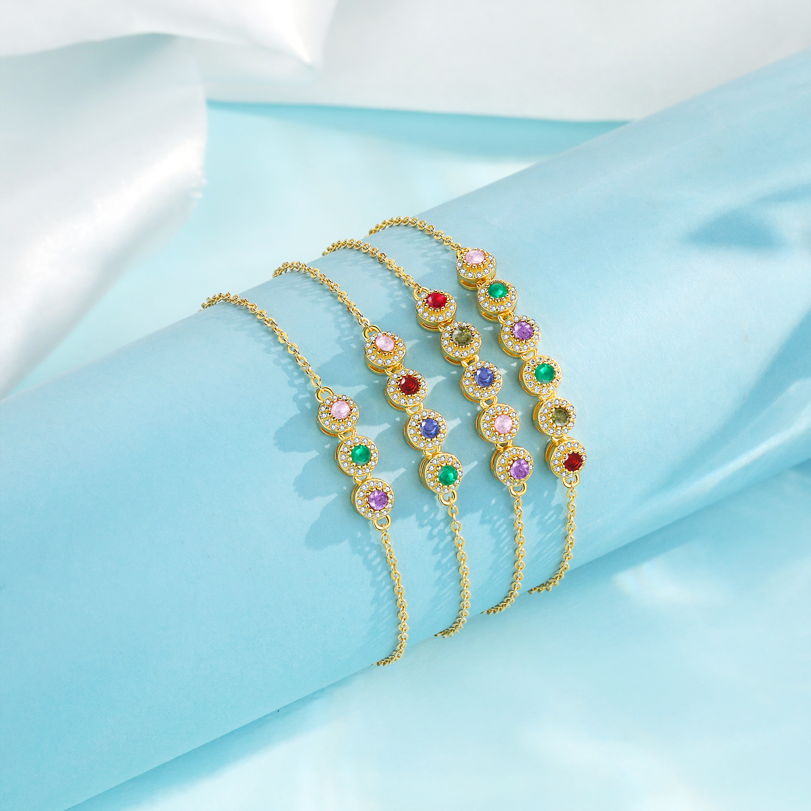 3 Birthstones - Personalised Birthstone Beautiful Bracelet Gift for Her