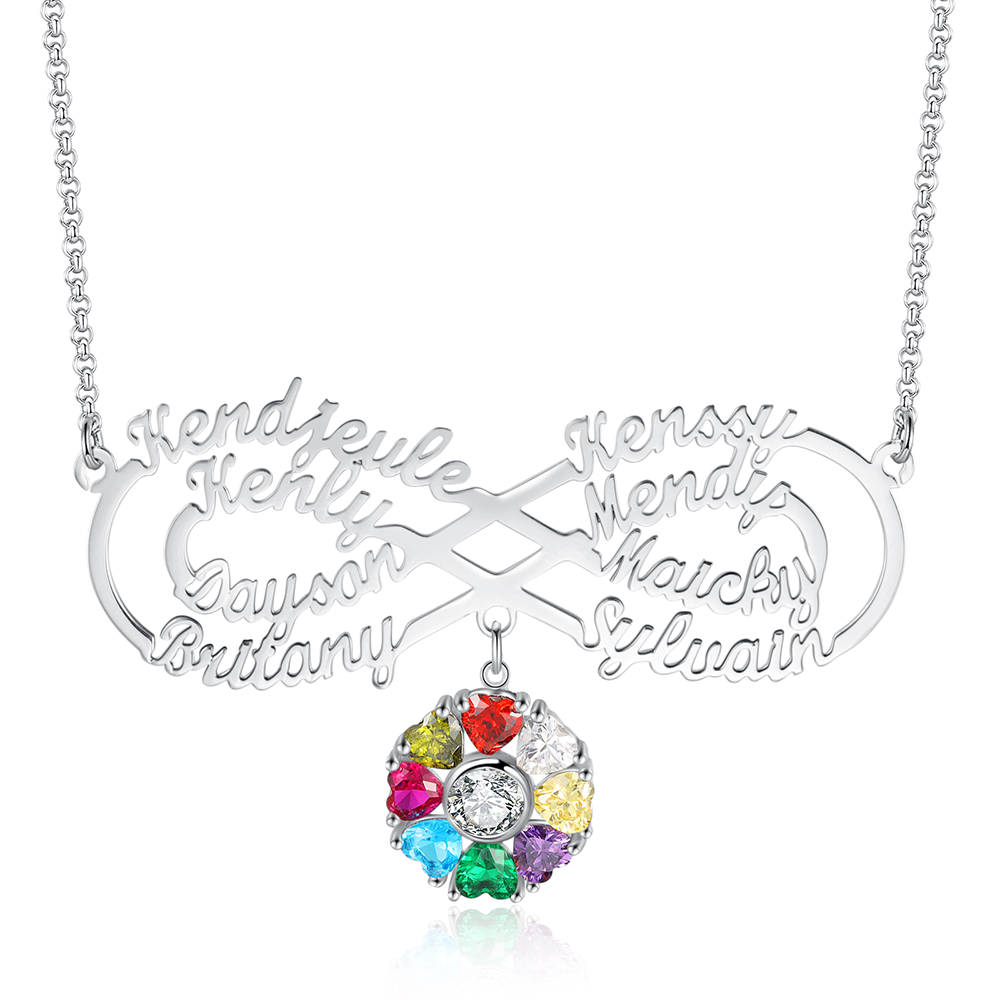 Necklace Engraved Infinity Necklace With Birthstones For Mom