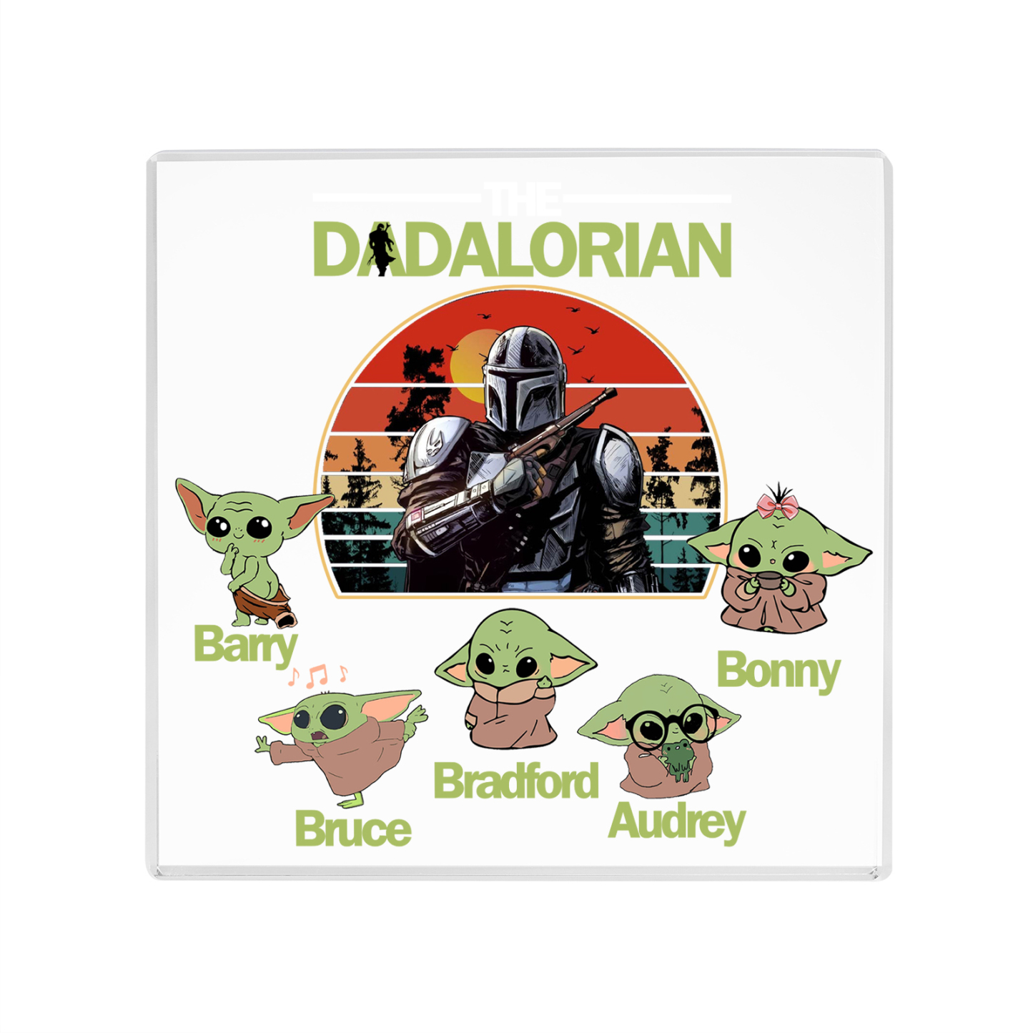 5 Names - Personalised Dadalorians Pattern Custom Name Acrylic Ornament Father's Day Gift
