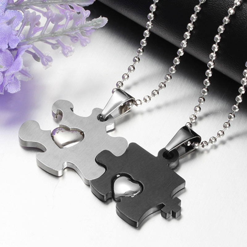 Just For You Couple Matching Necklace Puzzle Heart Necklace Valentines Day Gifts  for Women Men