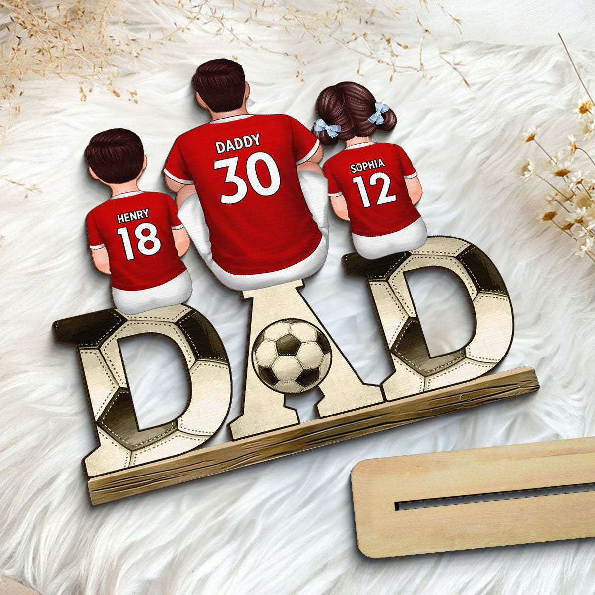 2-5 Names Personalised Football Dad Ornament - Custom Decoration Plaque for Father | Jessemade