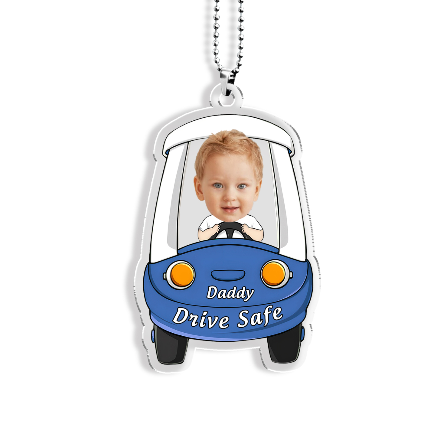 Acrylic Keyring/Decoration Personalised Photo, Name And Text Driving Pattern Pendant For Dad