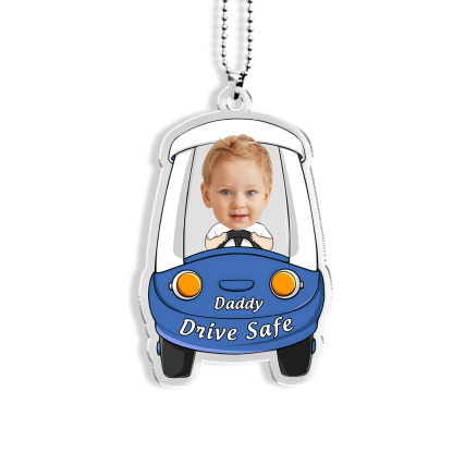 Acrylic Keyring/Decoration Personalised Photo, Name And Text Driving Pattern Pendant For Dad