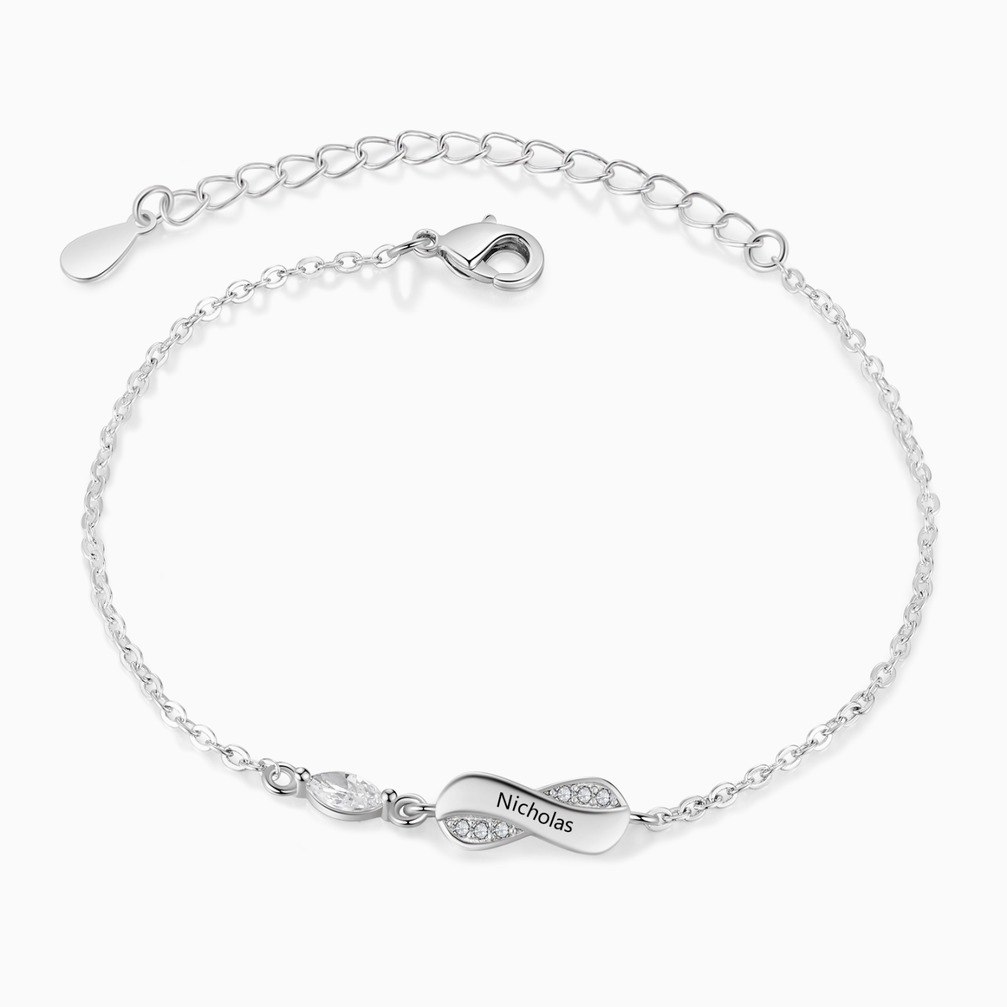 Personalised Silver Bracelet with 1–5 Engraved Names
