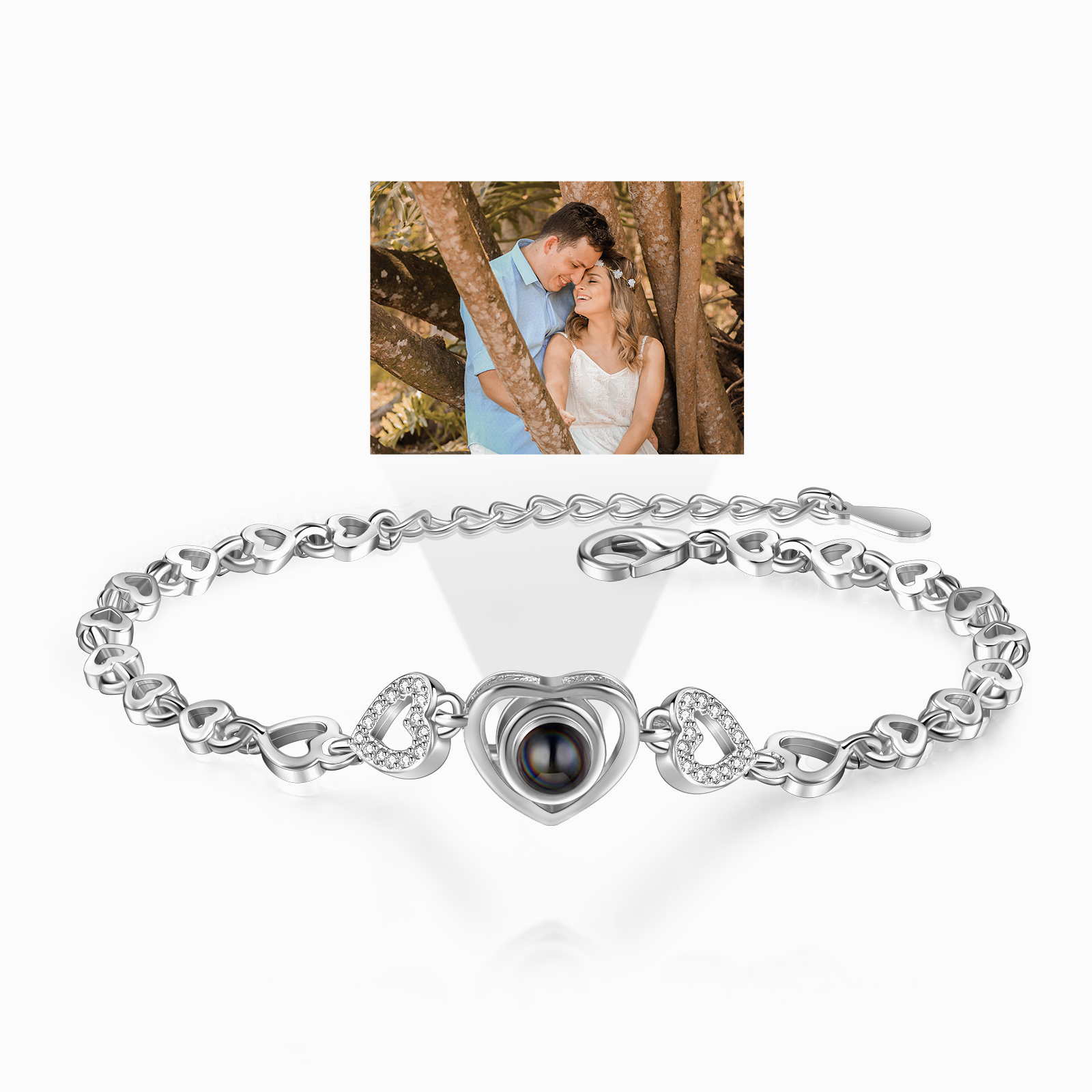 Heart Chain Projection Bracelet Personalised Photo Bracelet Creative Gift for Her Unique Mother's Day Gifts