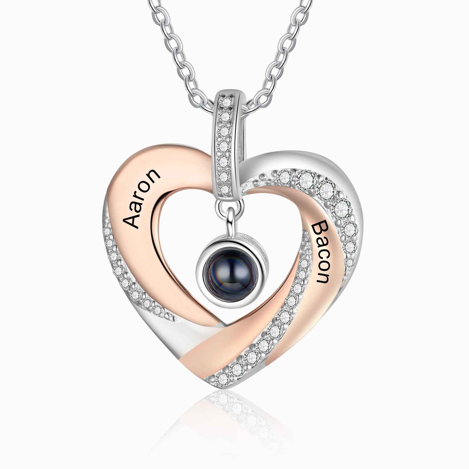 Photo-Personalised Projection Heart Necklace Custom Name Necklace Creative Gift For Her