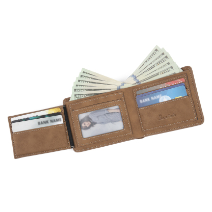 3 Names - Personalised Photo Custom Leather Men's Folding Wallet as a Father's Day Gift for Dad