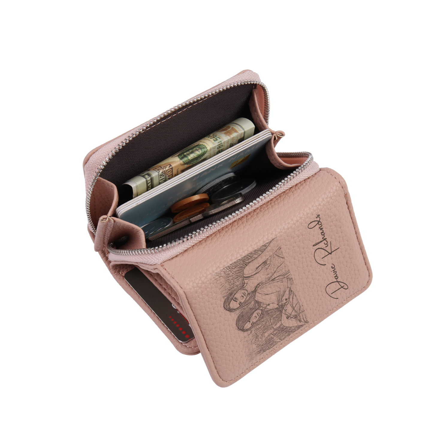 Custom Purse-Personalised Photo Quality Leather Folding Wallet Custom Text Wallet Gift for Her