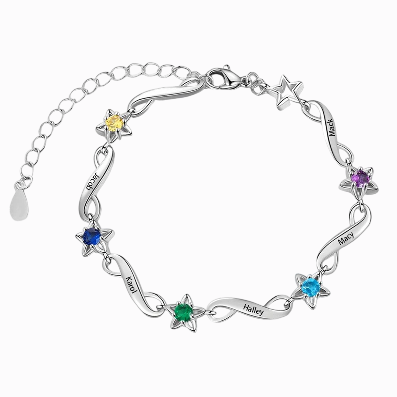 Personalised Star Bracelet With 2-7 Names For Women