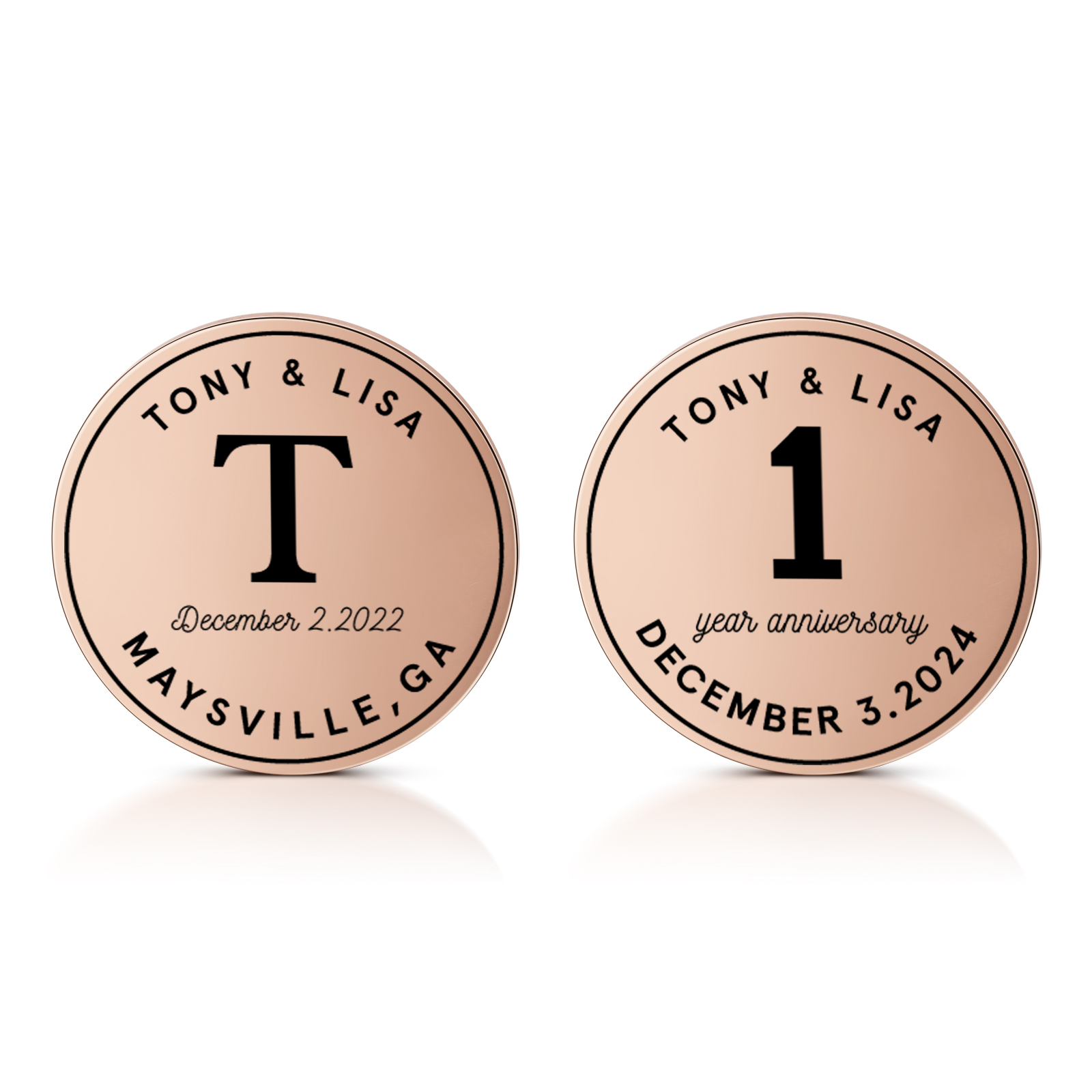 2 PCS Personalized Name Stainless Steel Commemorative Coin Custom Anniversary Special Gift