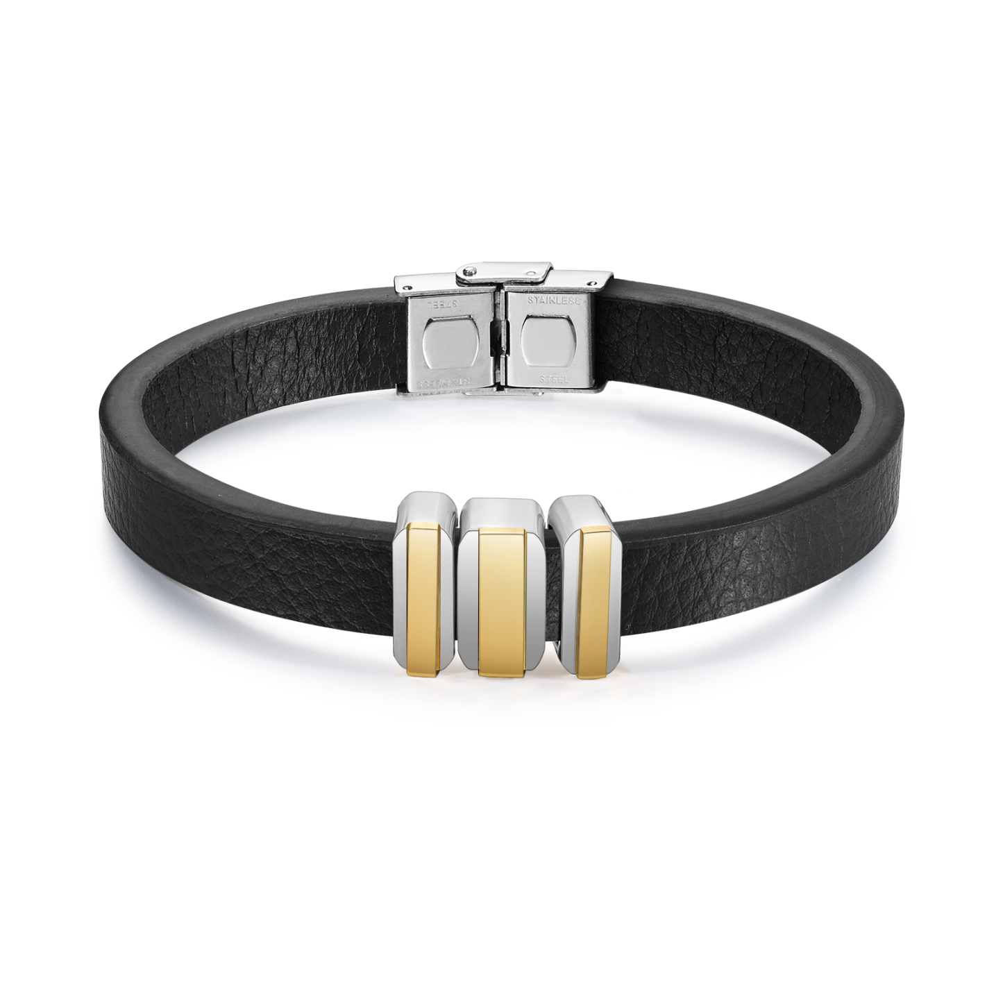 3 Names Personalised Stainless Steel Leather Bracelet Engraved Name Men's Bracelet Gift for Dad