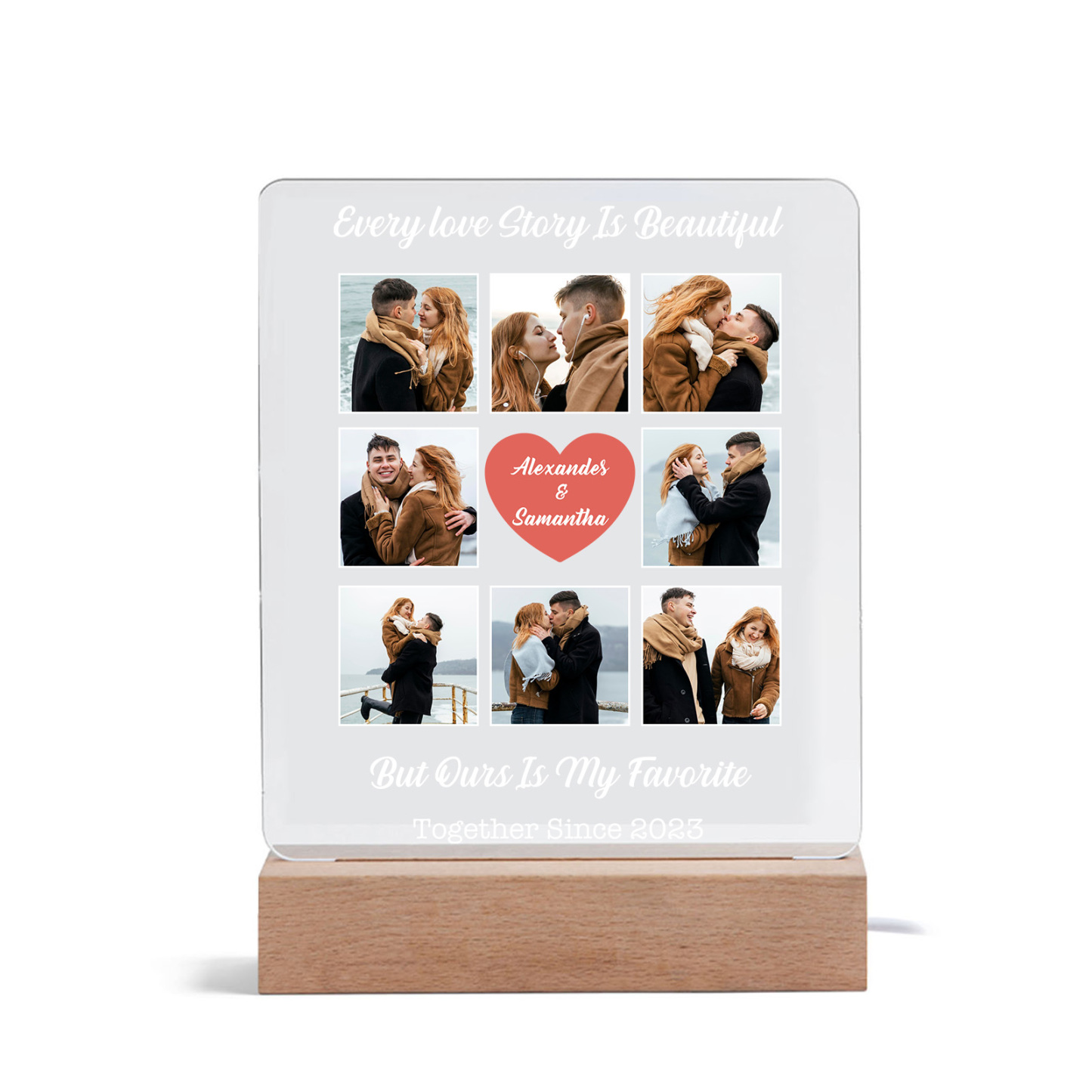 Photo-Personalised Couple Custom Names LED Night Light Anniversary Gift For Couple
