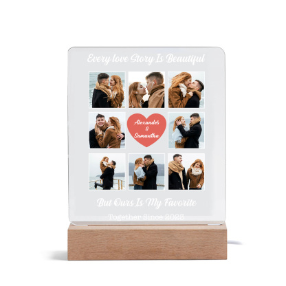 Photo-Personalised Couple Custom Names LED Night Light Anniversary Gift For Couple