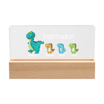 4 Names - Personalised Cute Dinosaur Pattern Beautiful Table Lamp Father's Day Gift for Dad