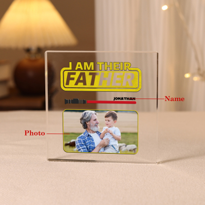 1 Name - Personalised Custom Name & Photo Acrylic Ornament - I AM THEIR FATHER- Father's Day Gift for Dad