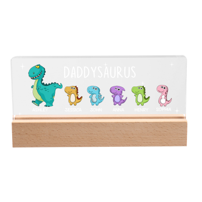 6 Names - Personalised Cute Dinosaur Pattern Beautiful Table Lamp Father's Day Gift for Dad
