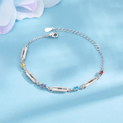 4 Names-Personalised Woman Bracelet With Birthstone Custom Names Bracelet Gift For Women