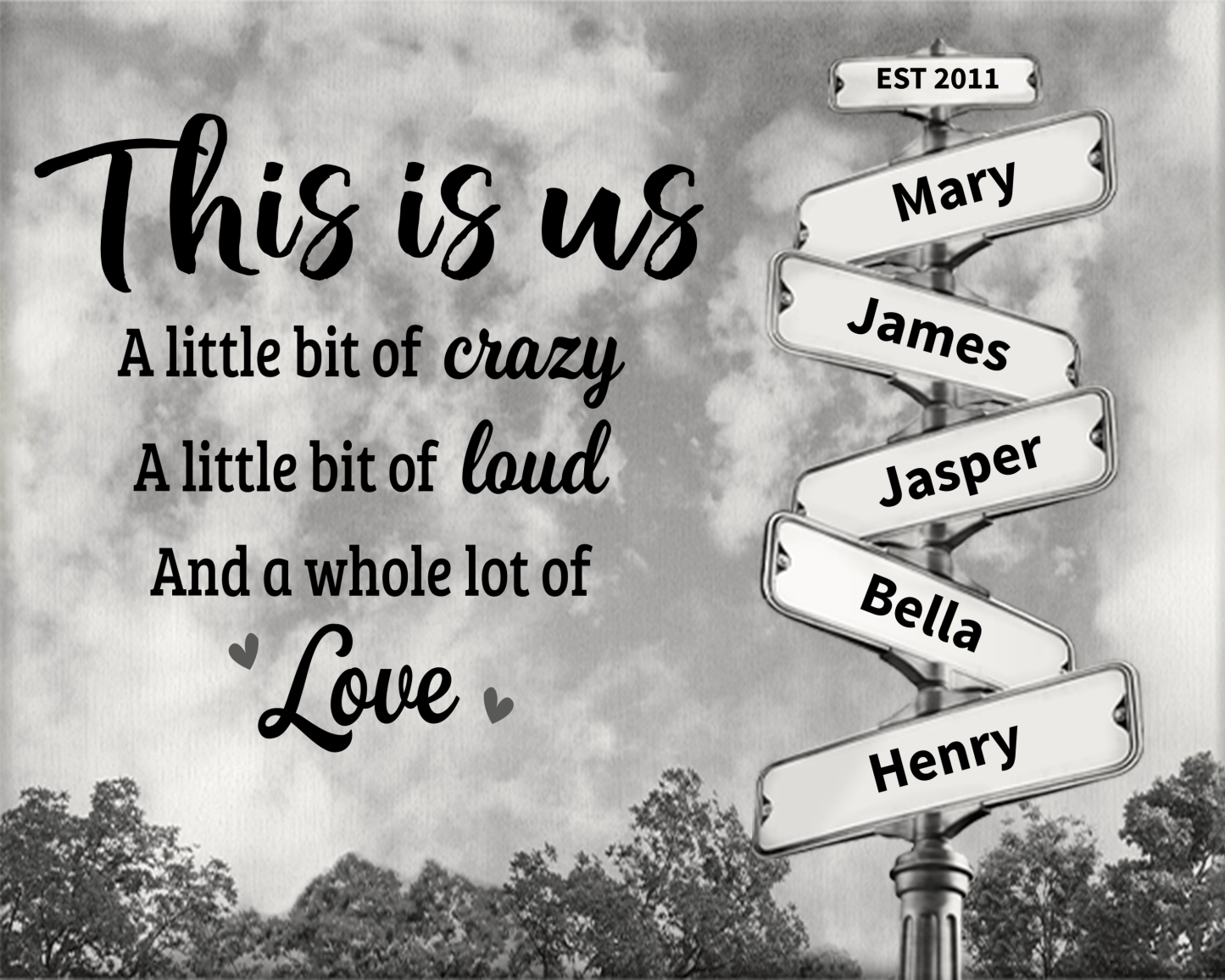 This Is Us And A Whole Lot Of Love - Family Personalised Custom 2-8 Name Wooden Ornaments Gift For Family | Jessmade