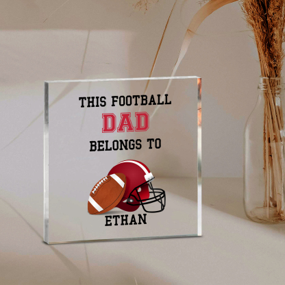1 Name -Personalised Football Acrylic Keepsake Customized Name Acrylic Plaque Ornament Father's Day Gift for Dad