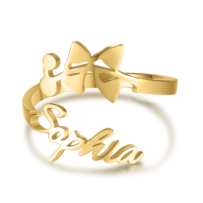 Personalized May Birth Flower Ring With Name Gifts For Her