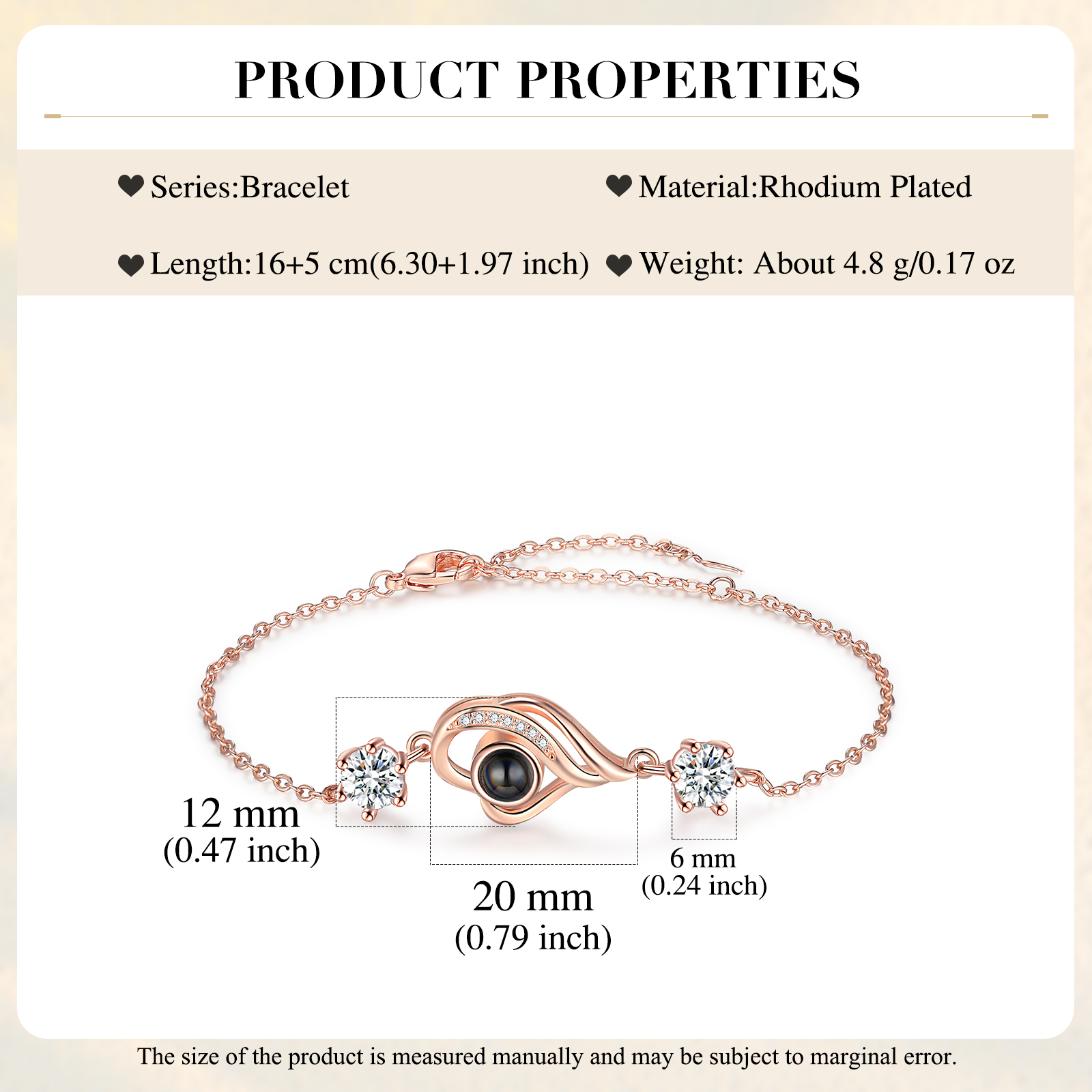 Heart Bracelet Projection of Stones 1 Personalised Photo