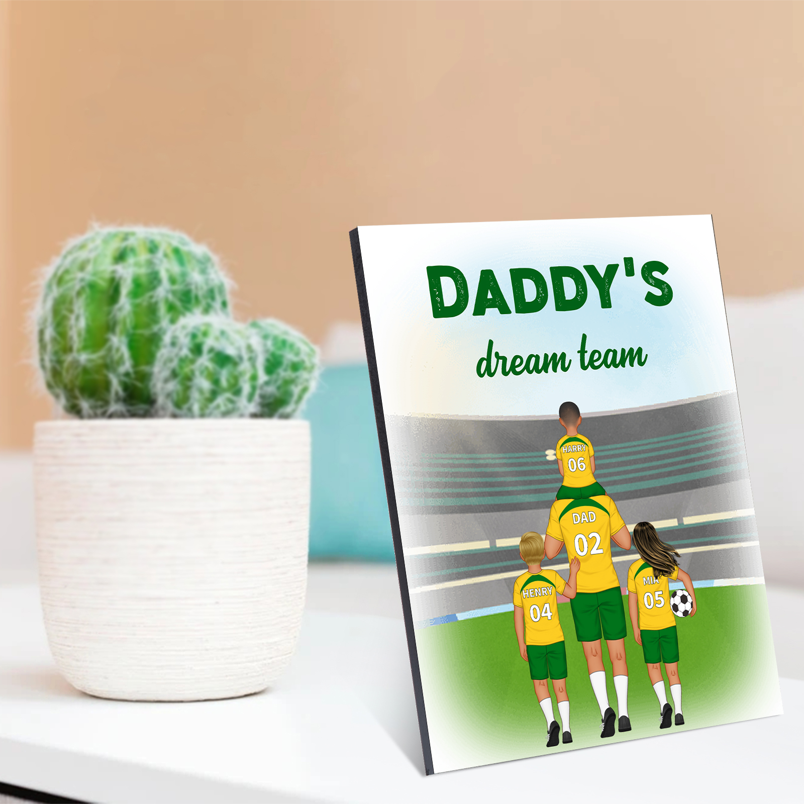 To My Dad - Wooden Frame Dad's Football Team 2-9 Personalised Name with Text