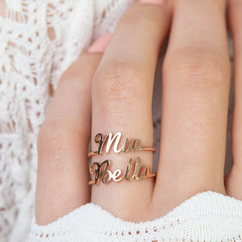 Personalized Name Ring Custom Rings with 2 Names Gifts for Mother Ring