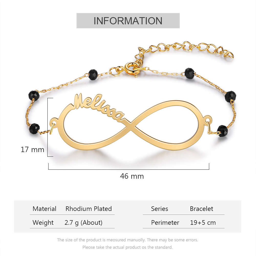 Personalised Infinity Bracelet Custom 1 Name Bracelet Gift For Women | Jessemade