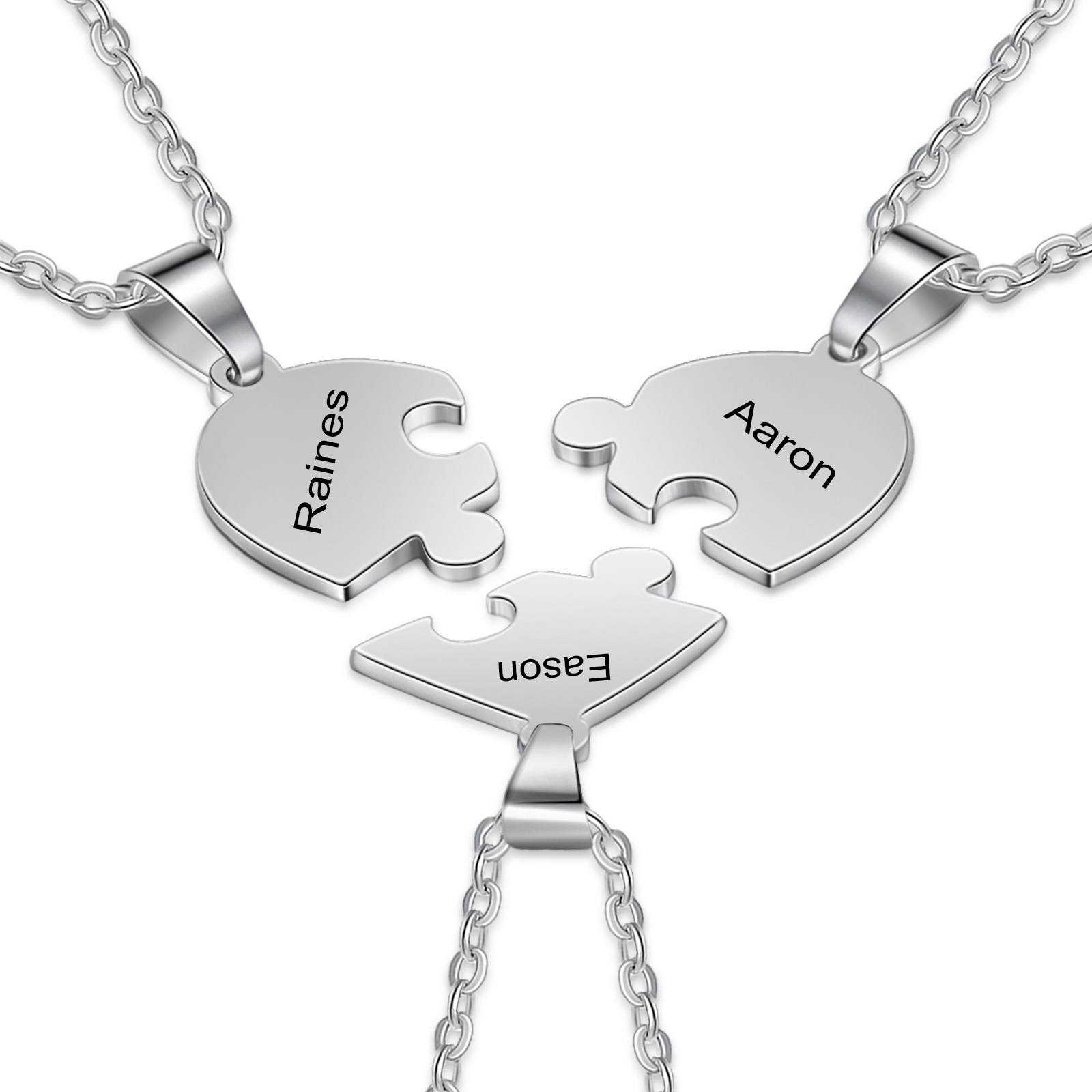 Personalised Heart Puzzle Necklace With 1-8 Names Gifts For Her