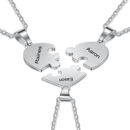 Personalised Heart Puzzle Necklace With 1-8 Names Gifts For Her