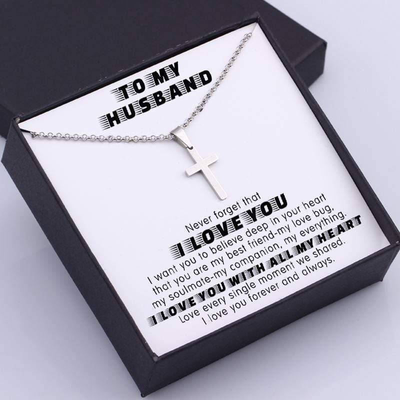 Confirmation Gift Never Forget That I Love You, Cross Necklace Gift Set Gifts For Husband