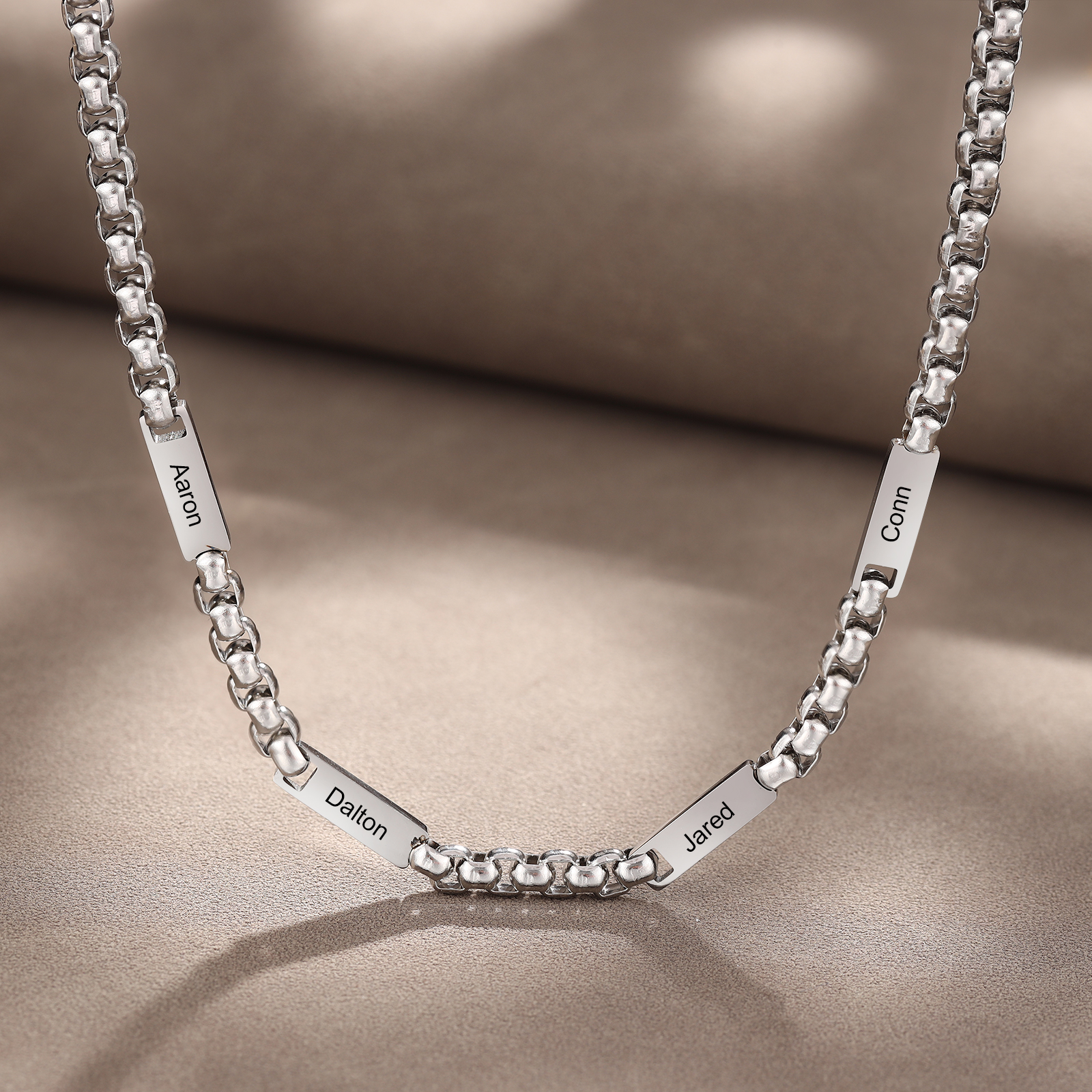 Personalised 1-5 Names Cuban Link Chain Mens Necklace