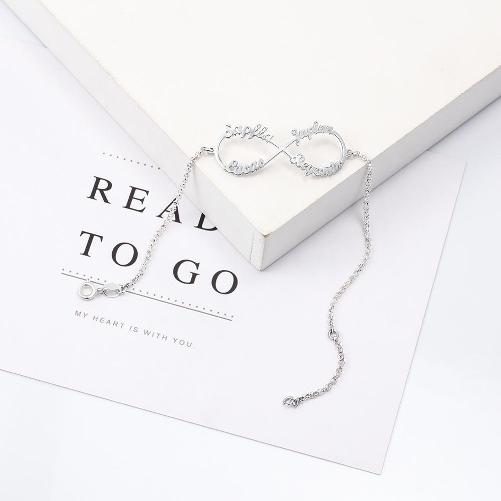925 Sterling Silver Personalised Infinity Name Bracelets Name Bracelet