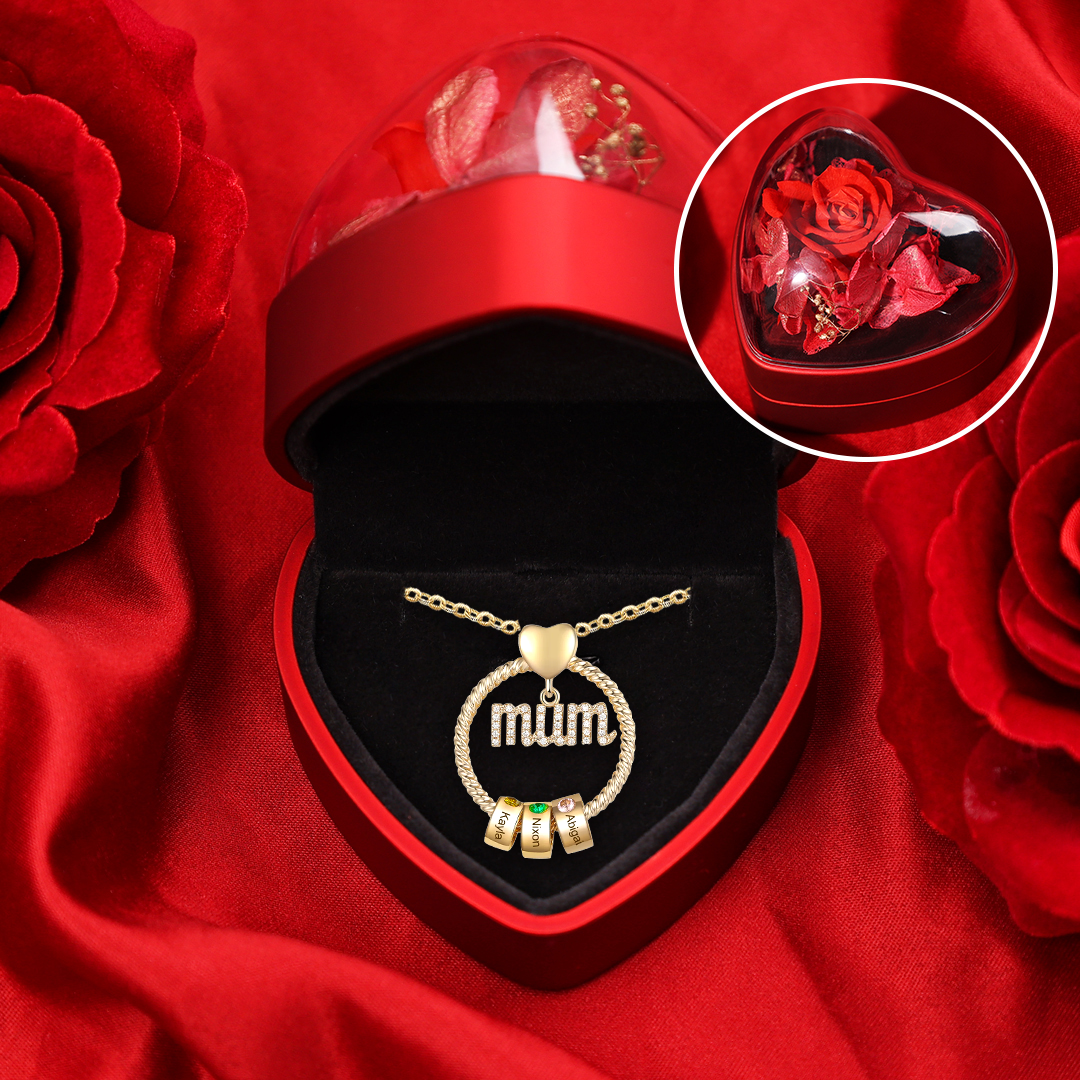 Personalised Mum Circle Necklace With 1-6 Names&Birthstones Pendant Gift For Mum | Jessemade