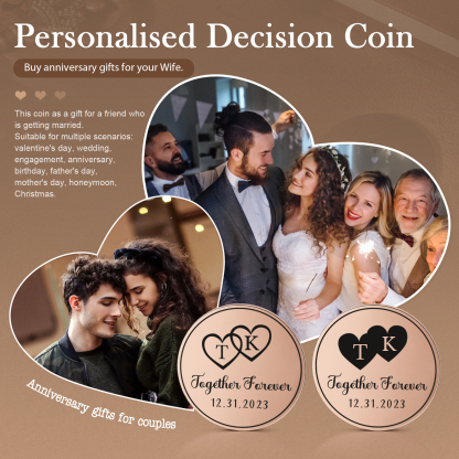2 PCS Personalized Letter Stainless Steel Couple Coin Custom Anniversary Special Gift