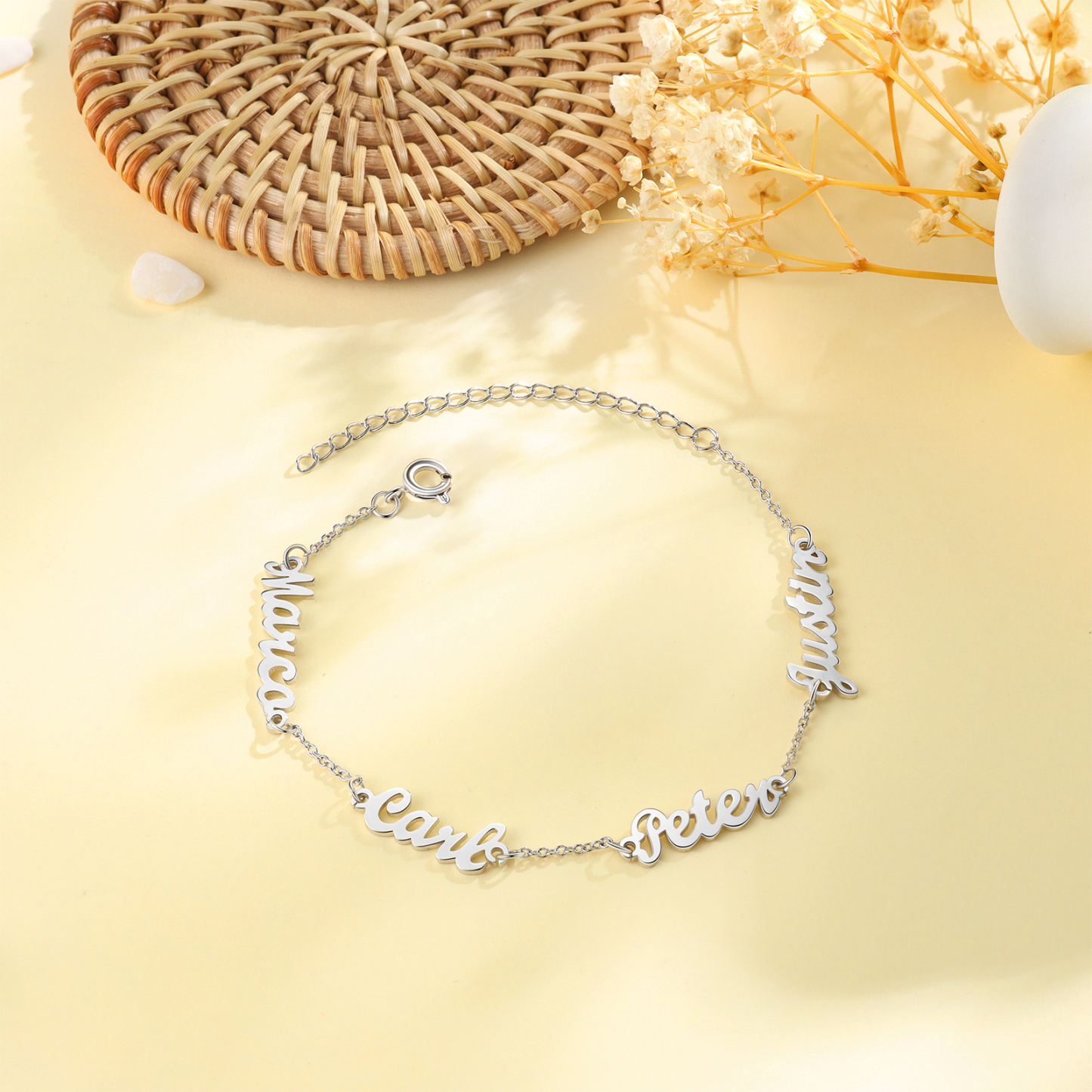 Personalised Family Name Bracelet Custom 4 Names Bracelet Best Gift For Her