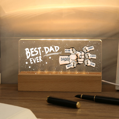 6 Names - Personalised Fist Bump Lamp - Best Dad Ever - Father's Day Gift for Dad