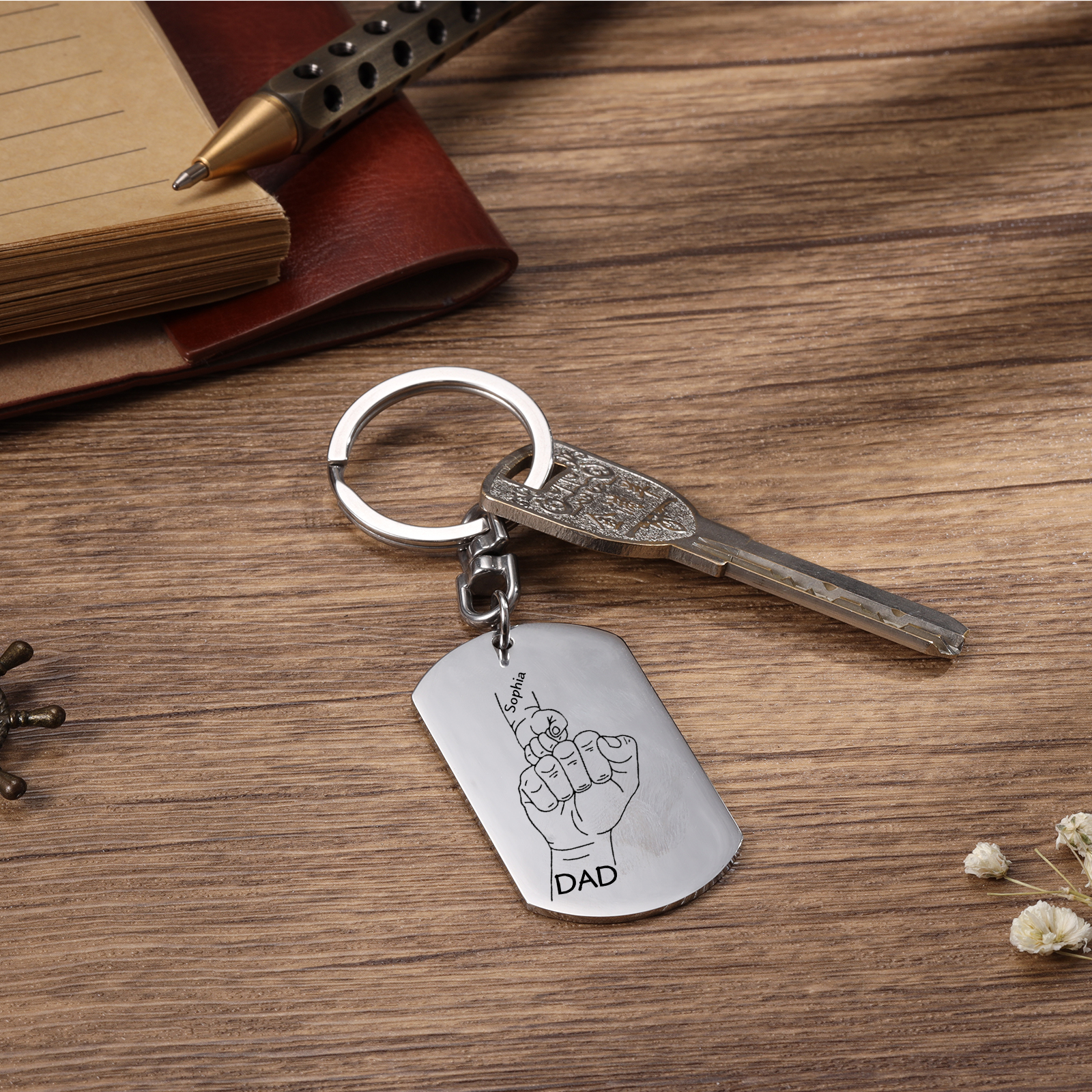 2 Names Fist Personalised Photo Keyring for Father’s Day – Custom Gift for Dad | Jessemade