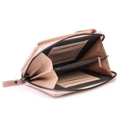 Custom Purse-Personalised Women's Leather Wallet Custom Birthflower & Name Mobile Phone Wallet Zipper Crossbody Bag