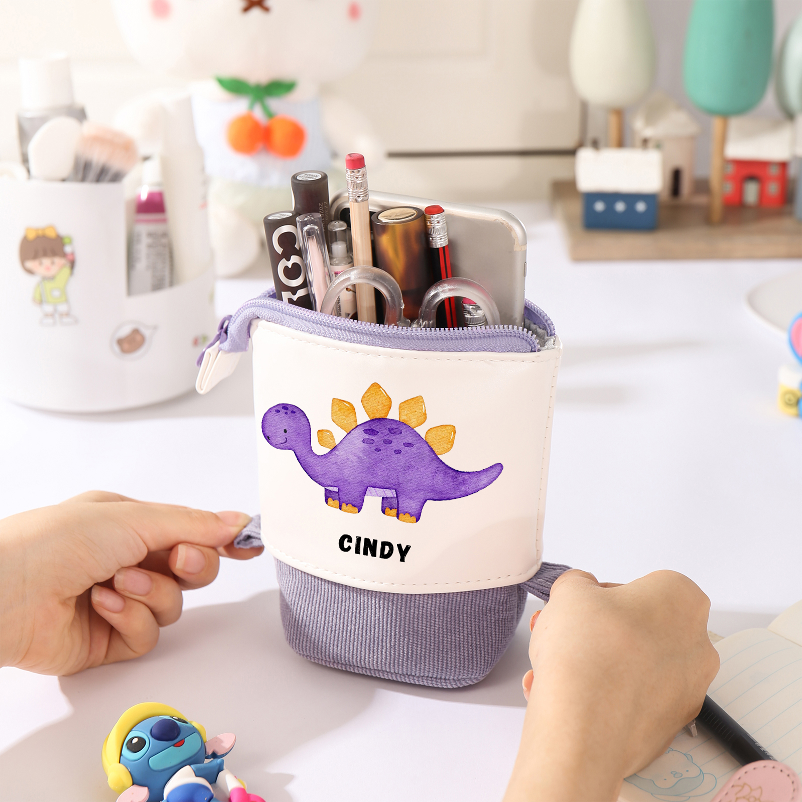 Personalised Pencil Case Custom Name & Dinosaur Pattern Pen Pouch Back To School Gift for Boys Girls
