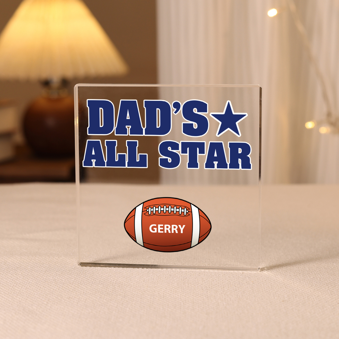 1 Name - Personalised Football Acrylic Keepsake Customized Name Acrylic Plaque Decoration Father's Day Gift for Dad