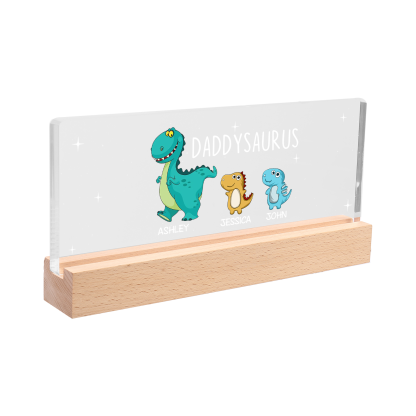 3 Names - Personalised Cute Dinosaur Pattern Beautiful Table Lamp Father's Day Gift for Dad