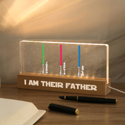 Personalised Star Wars Logo Father's Day Gift - I'm Their Dad - Table Lamp with 3 Names