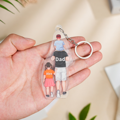 1-4 Names-Personalised Dad Acrylic Keyring Custom Names Gift For Dad/Grandad