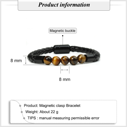 Tiger Eye Black Onyx Beaded Bracelet Men