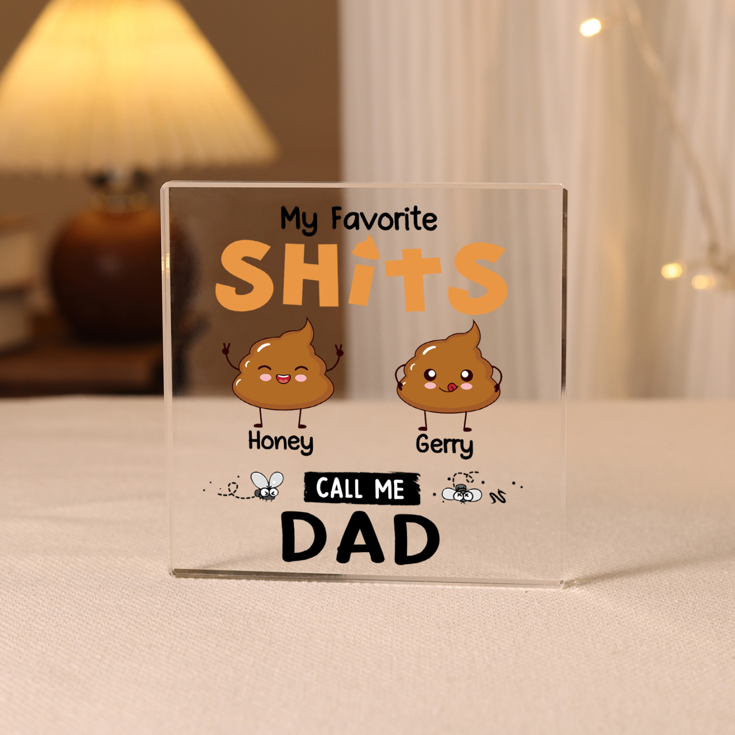 2 Names - Personalised Monster and Shit Style Custom Name Acrylic Ornament Father's Day Gift for Dad