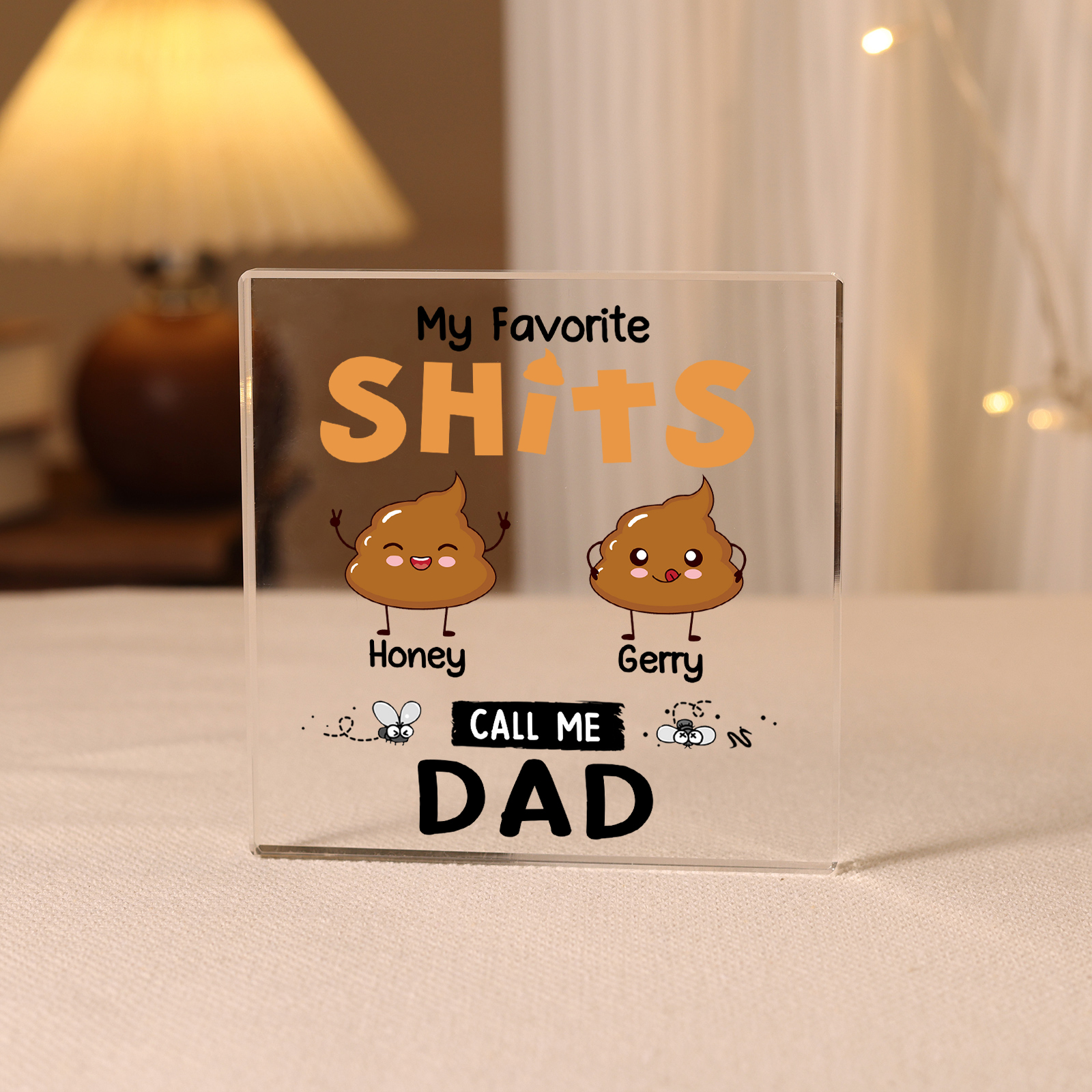 2 Names - Personalised Monster and Shit Style Custom Name Acrylic Ornament Father's Day Gift for Dad