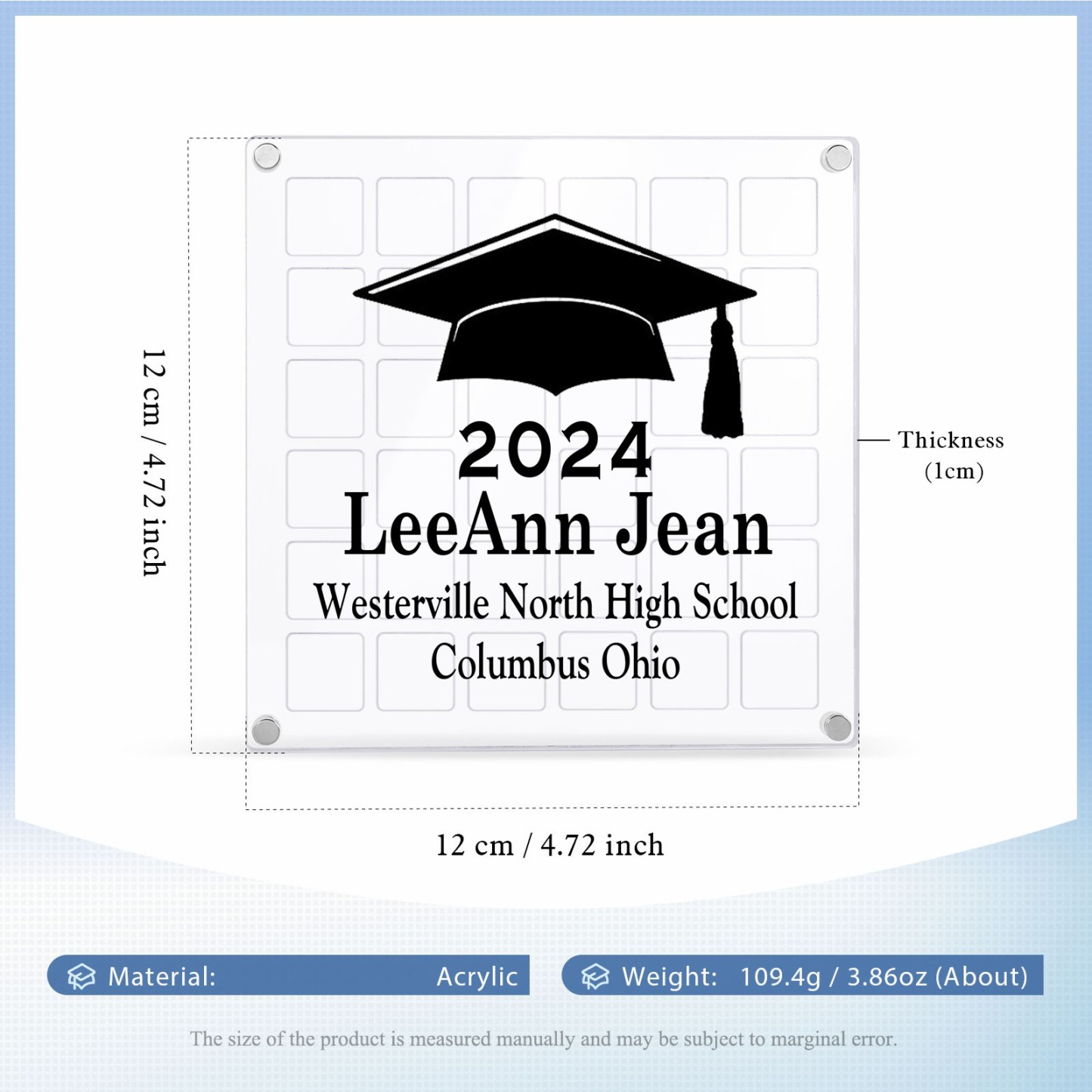 Personalised Acrylic Graduation Gift, Customized Name, Text and Date Acrylic Ornament Gift For Her/Him