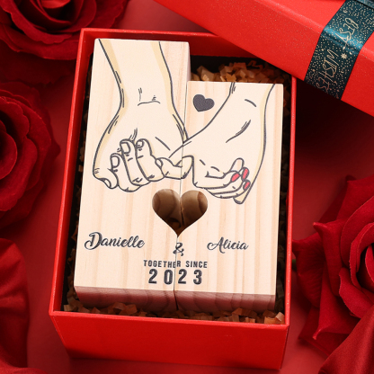 Personalised Pinky Promise Couple Candle Holder Engrave Name Wooden Candlesticks